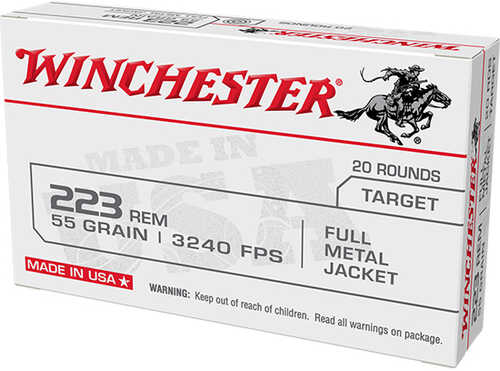 223 Rem 55 Grain Full Metal Jacket 20 Rounds Winchester Ammunition 223 Remington